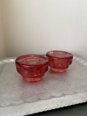 Pink Glass Tea Light Holders - Decorative Home Accents